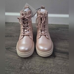 H&M Girls Pink Lace-Up Boots Size 1 NWT